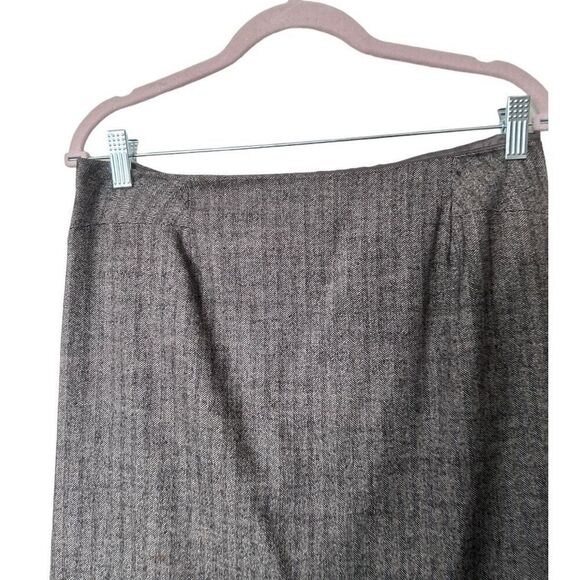 Vintage Wool Chaiken Knee Length Pleated Pencil Skirt Size 8 Brown Wool Gatsby - Picture 7 of 14